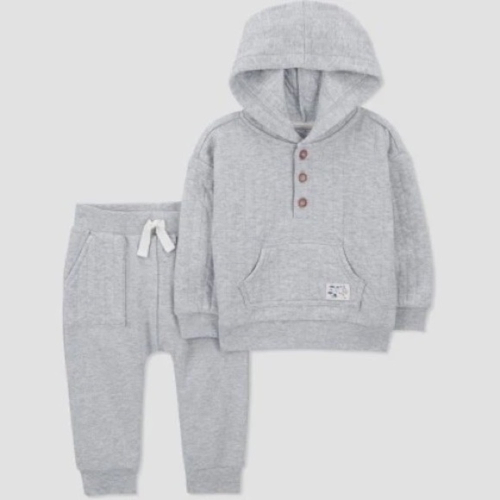 NWT Carter's Heather Gray Baby Hoodie Set